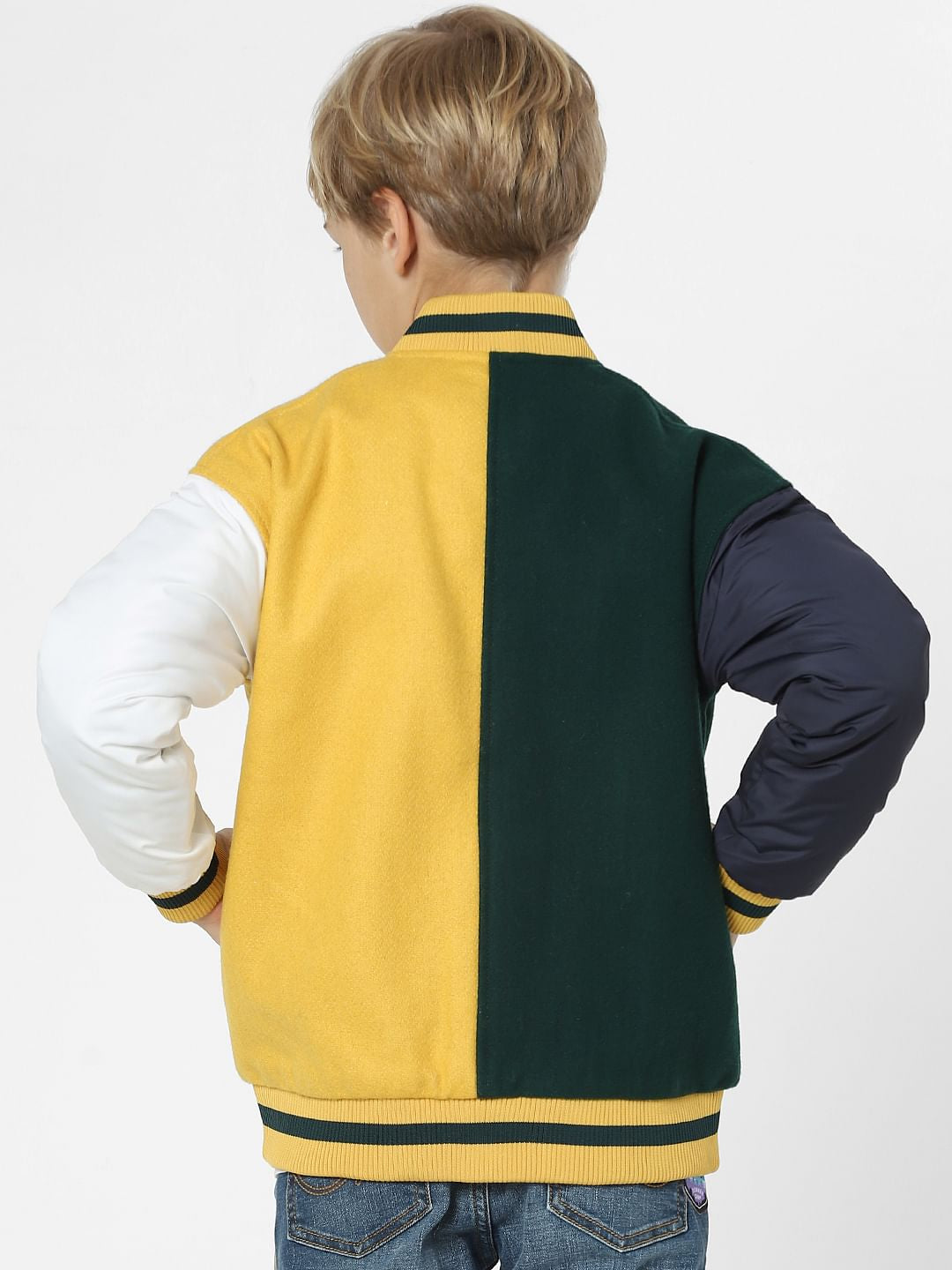 Boys Yellow Colourblocked Jacket