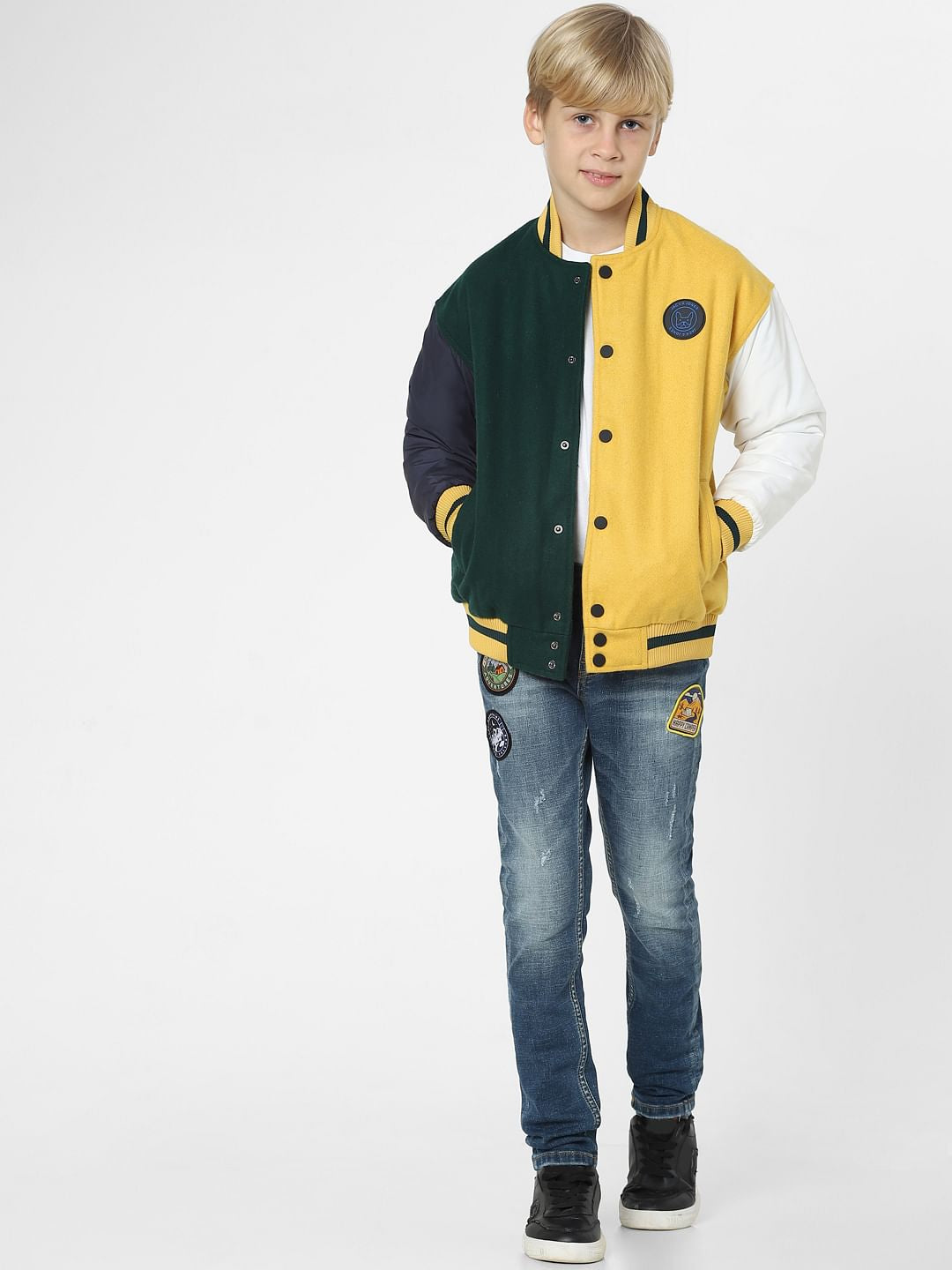 Boys Yellow Colourblocked Jacket