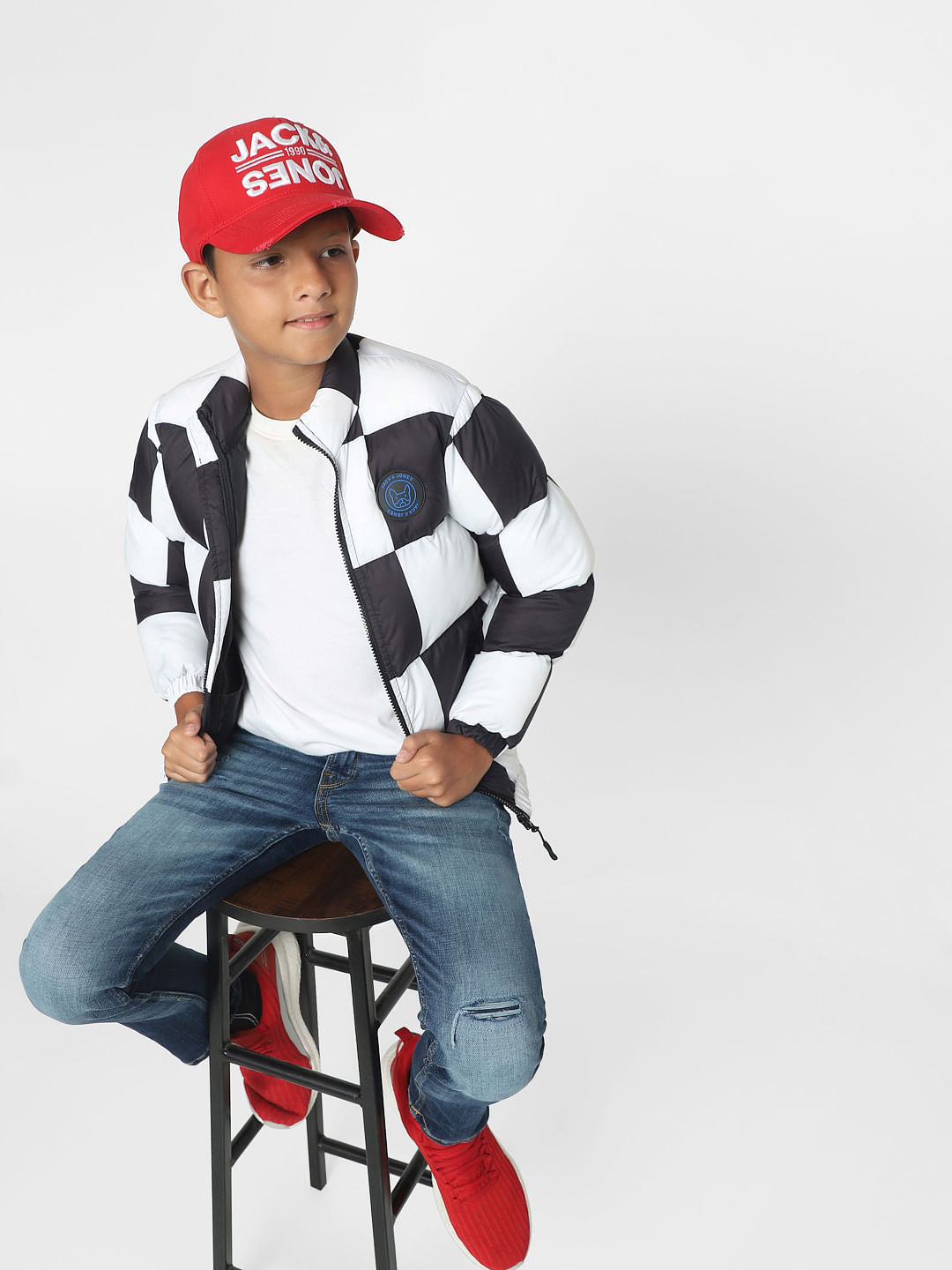 White Check Puffer Jacket