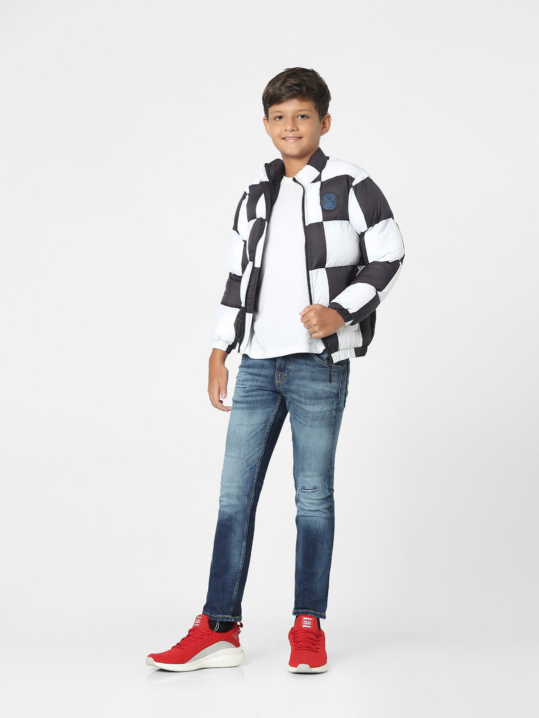 White Check Puffer Jacket