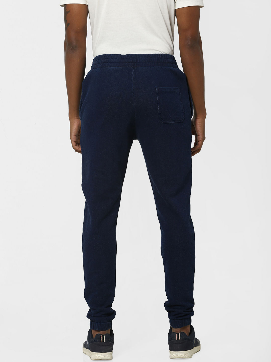 Navy Logo Print Drawstring Sweatpants