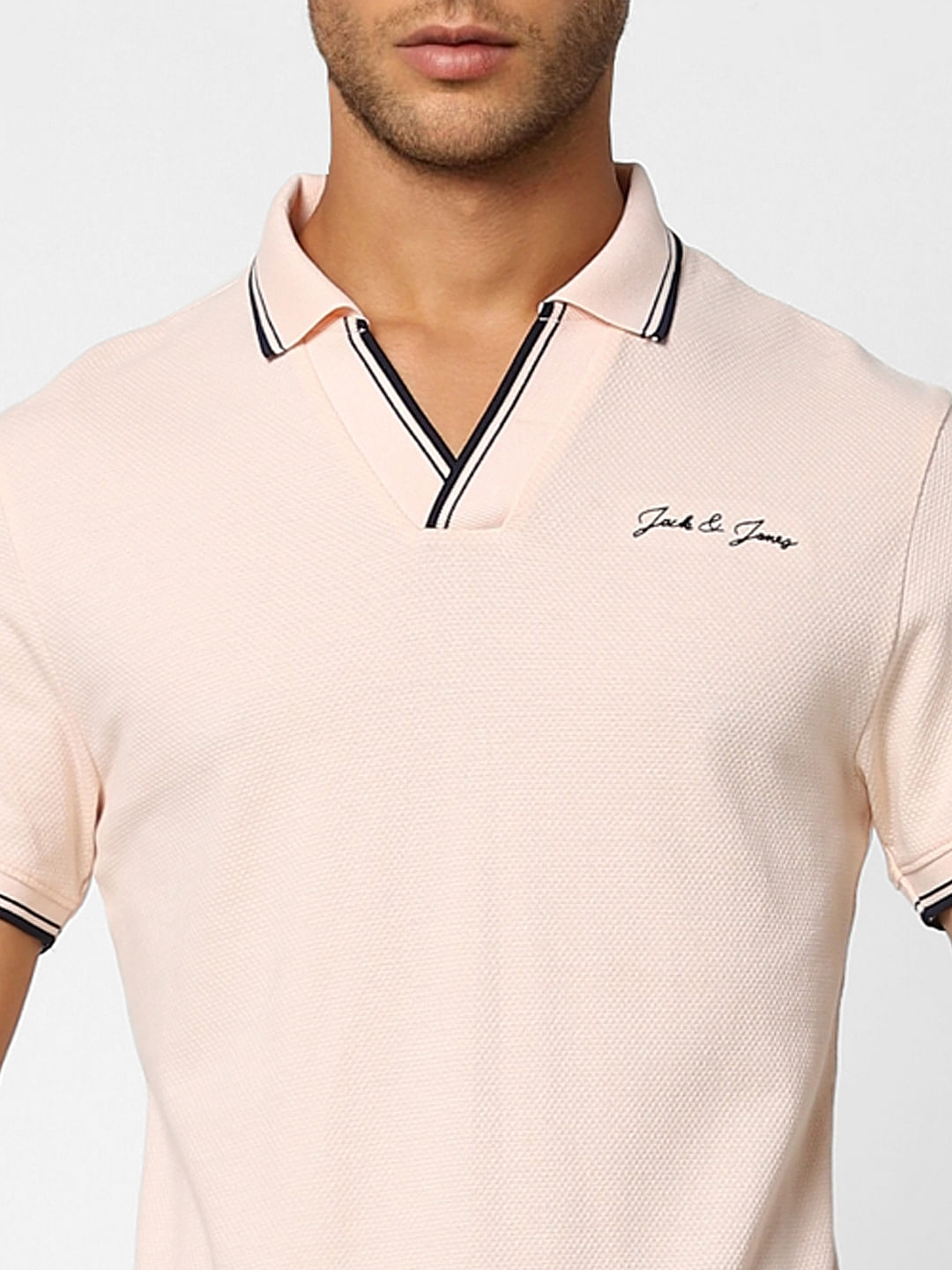 Lilac Logo Print Polo Neck T-shirt