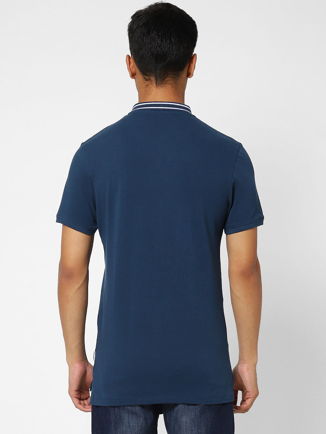 Blue Logo Print Polo T-shirt