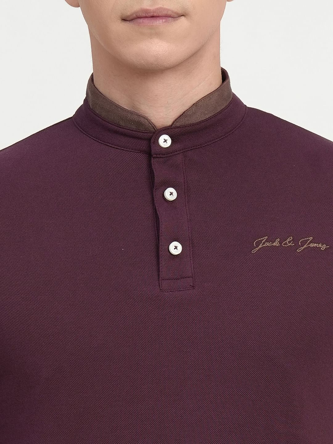 Wine Polo Neck T-shirt