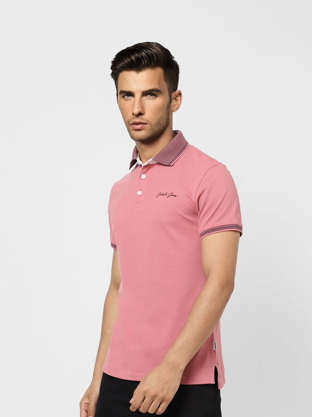 Pink Polo Neck T-shirt