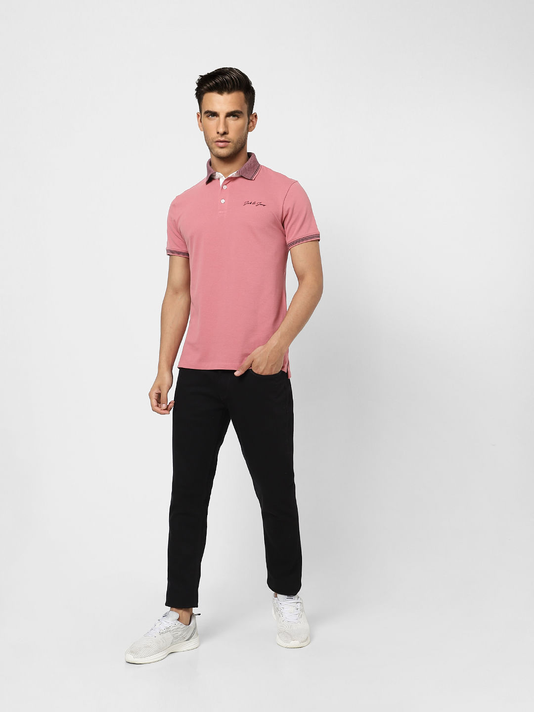 Pink Polo Neck T-shirt