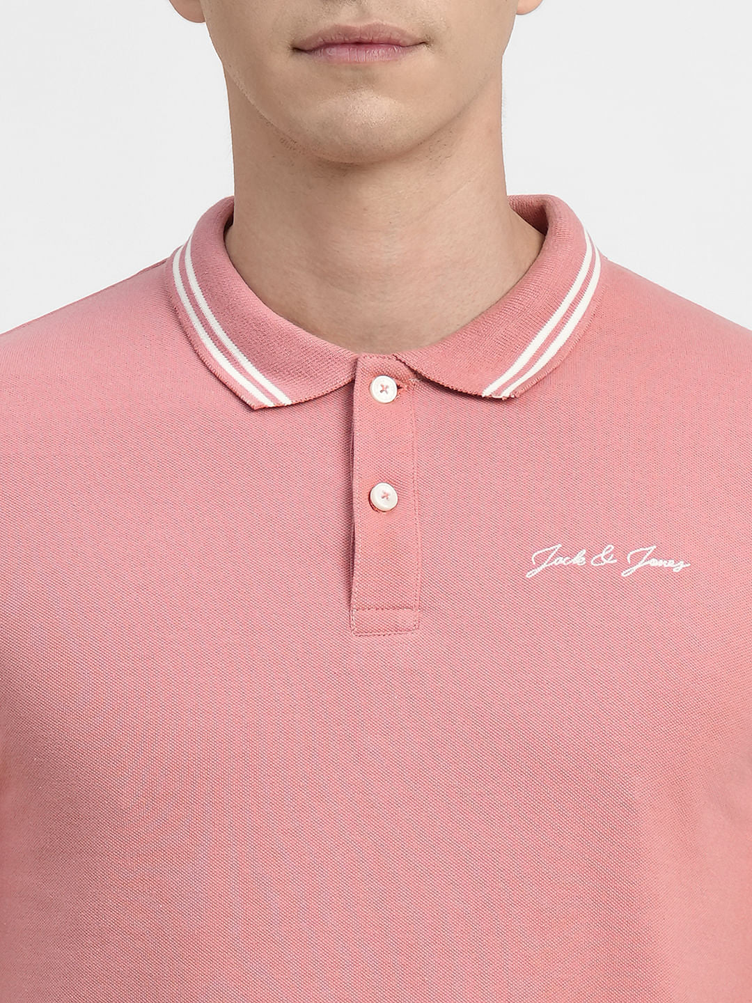 Pink Logo Print Polo T-shirt
