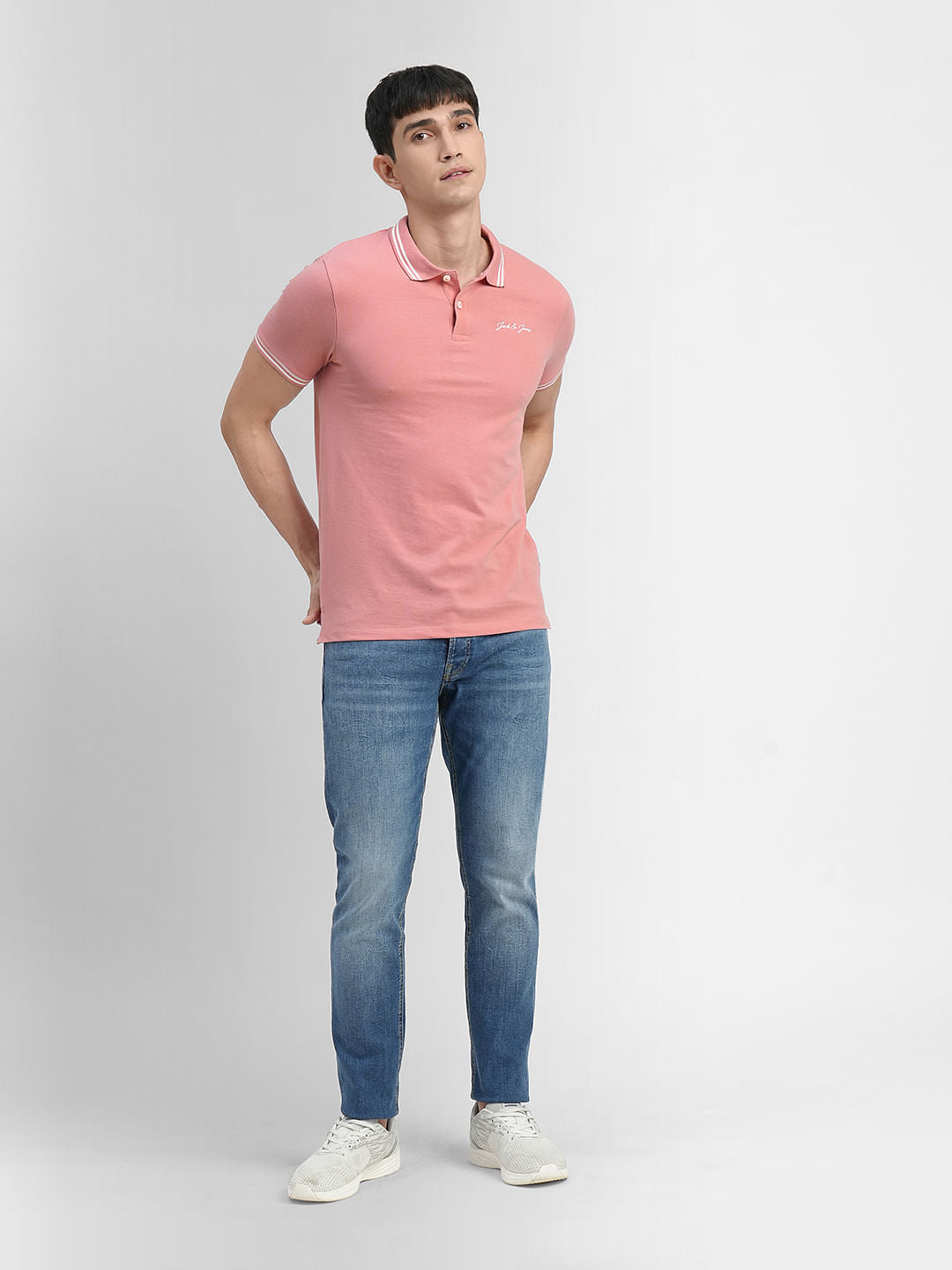 Pink Logo Print Polo T-shirt