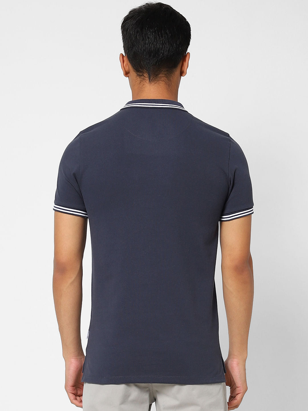 Dark Blue Logo Print Polo T-shirt