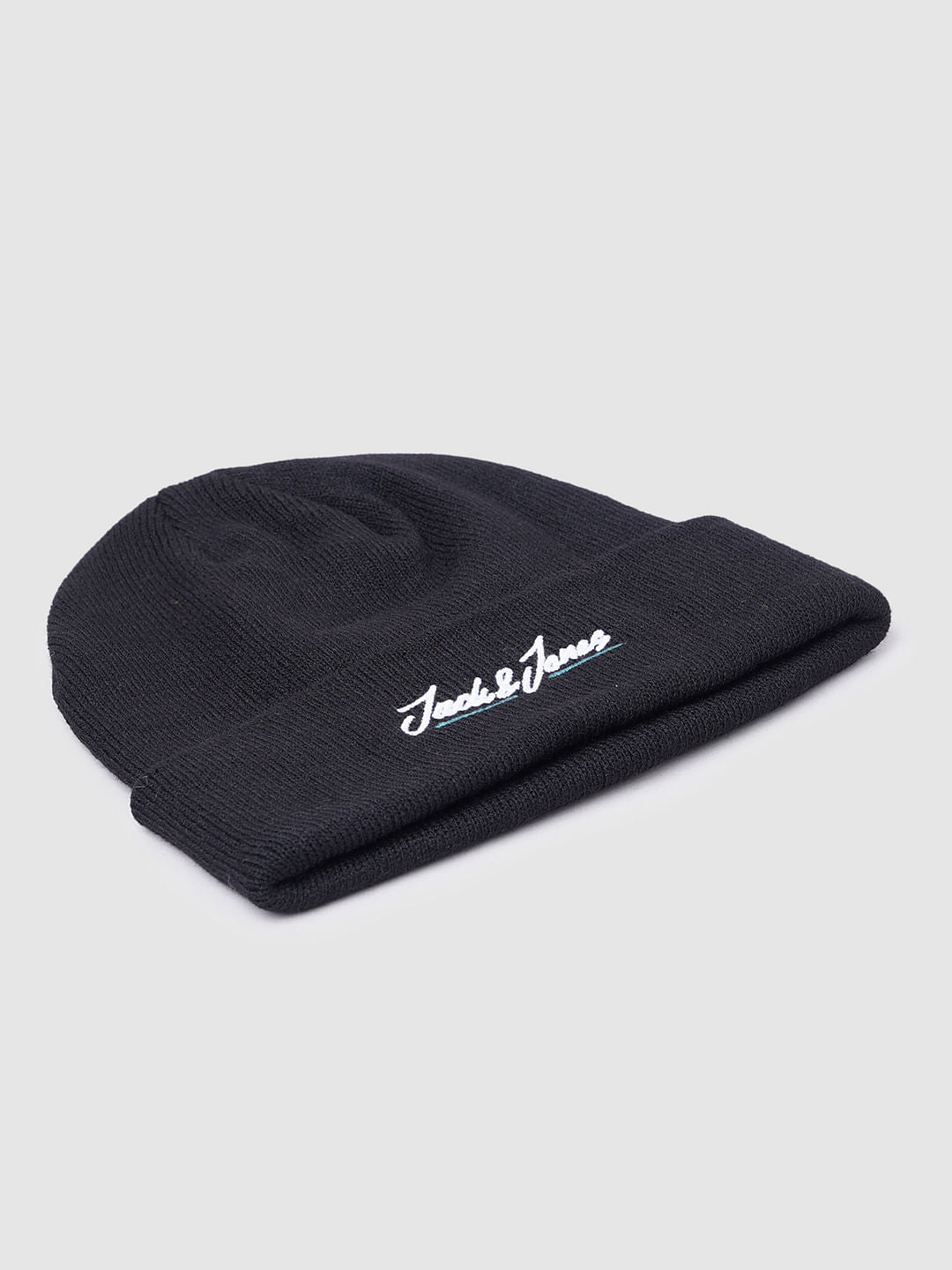 Black Logo Print Beanie