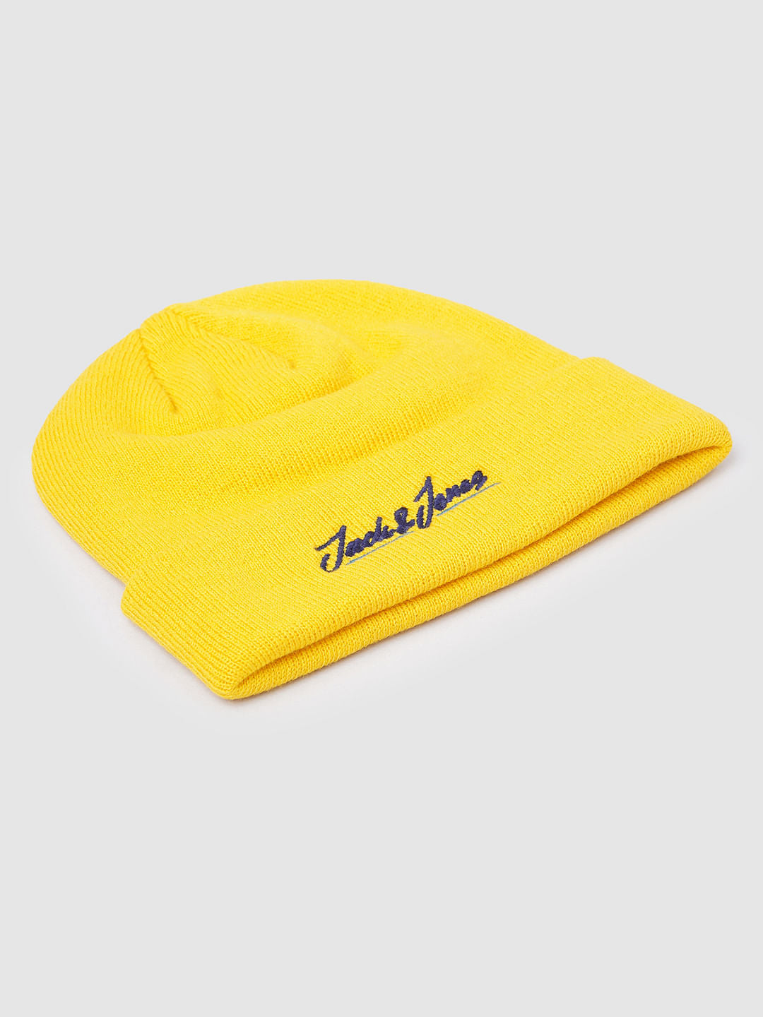 Yellow Logo Print Beanie