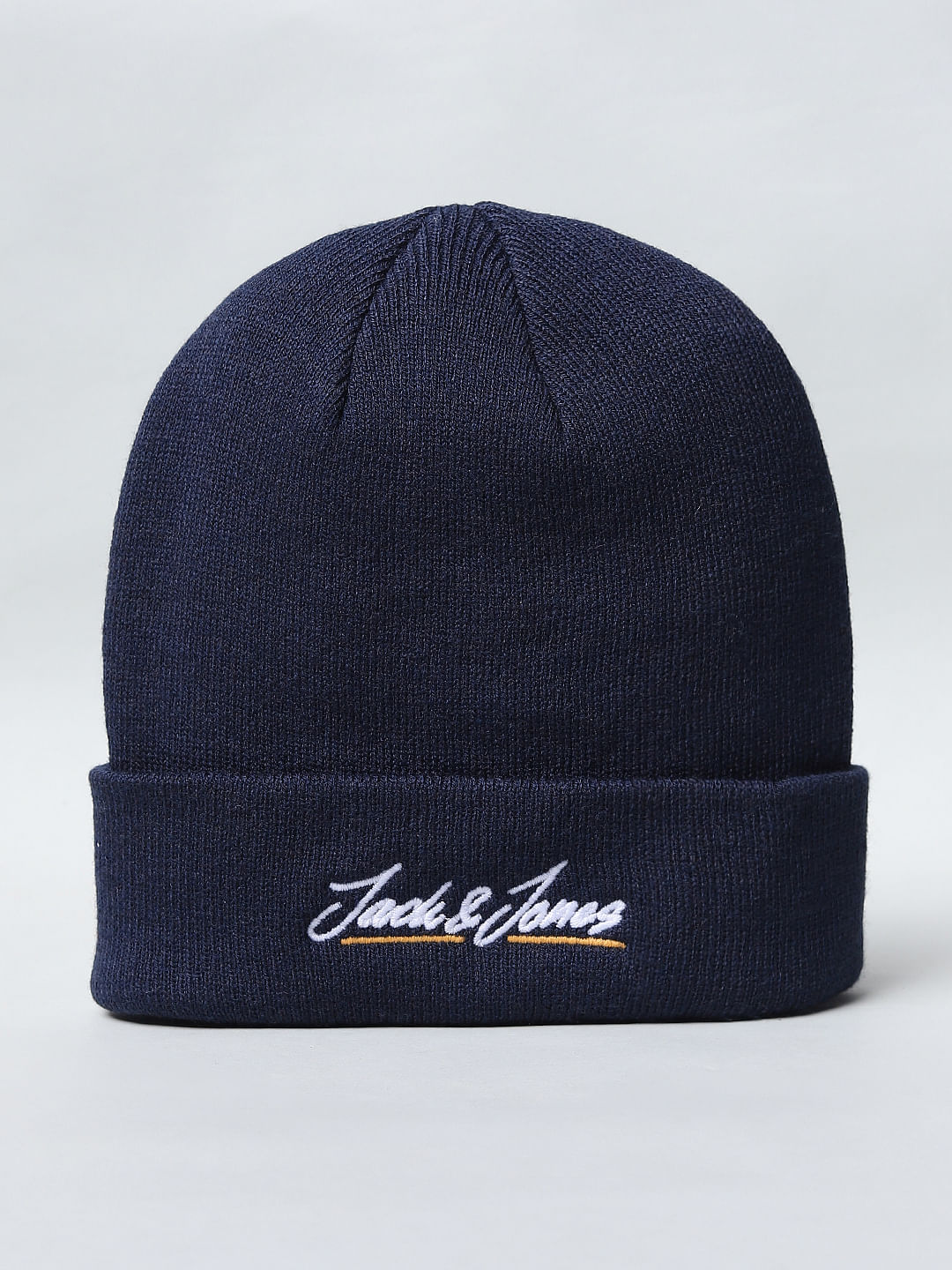 Navy Blue Logo Print Beanie