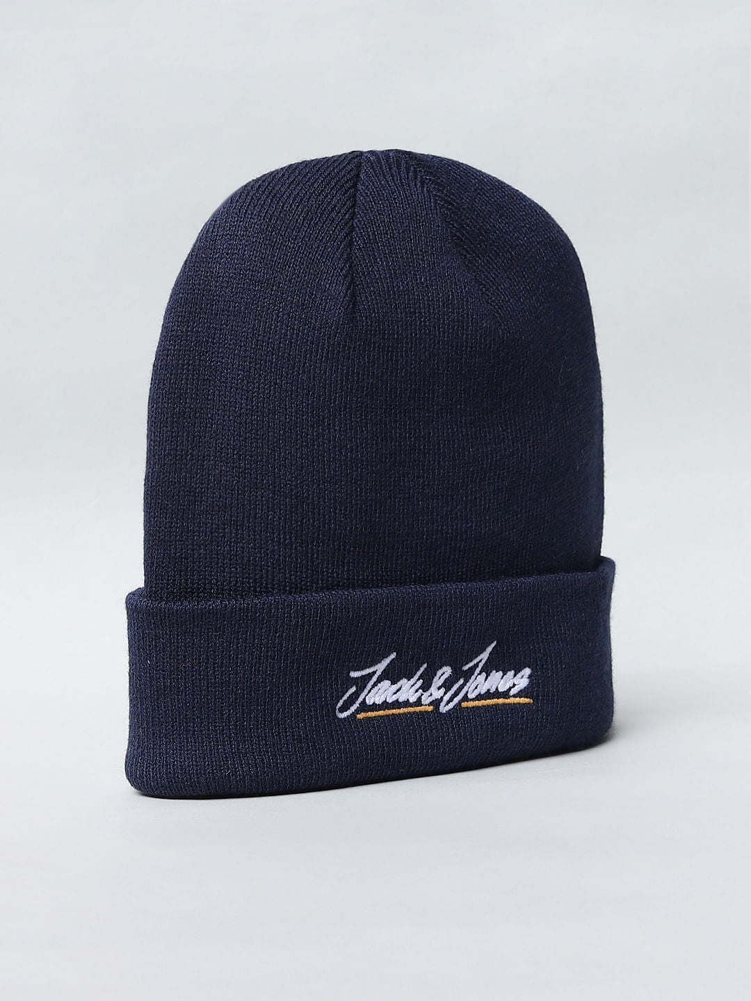 Navy Blue Logo Print Beanie