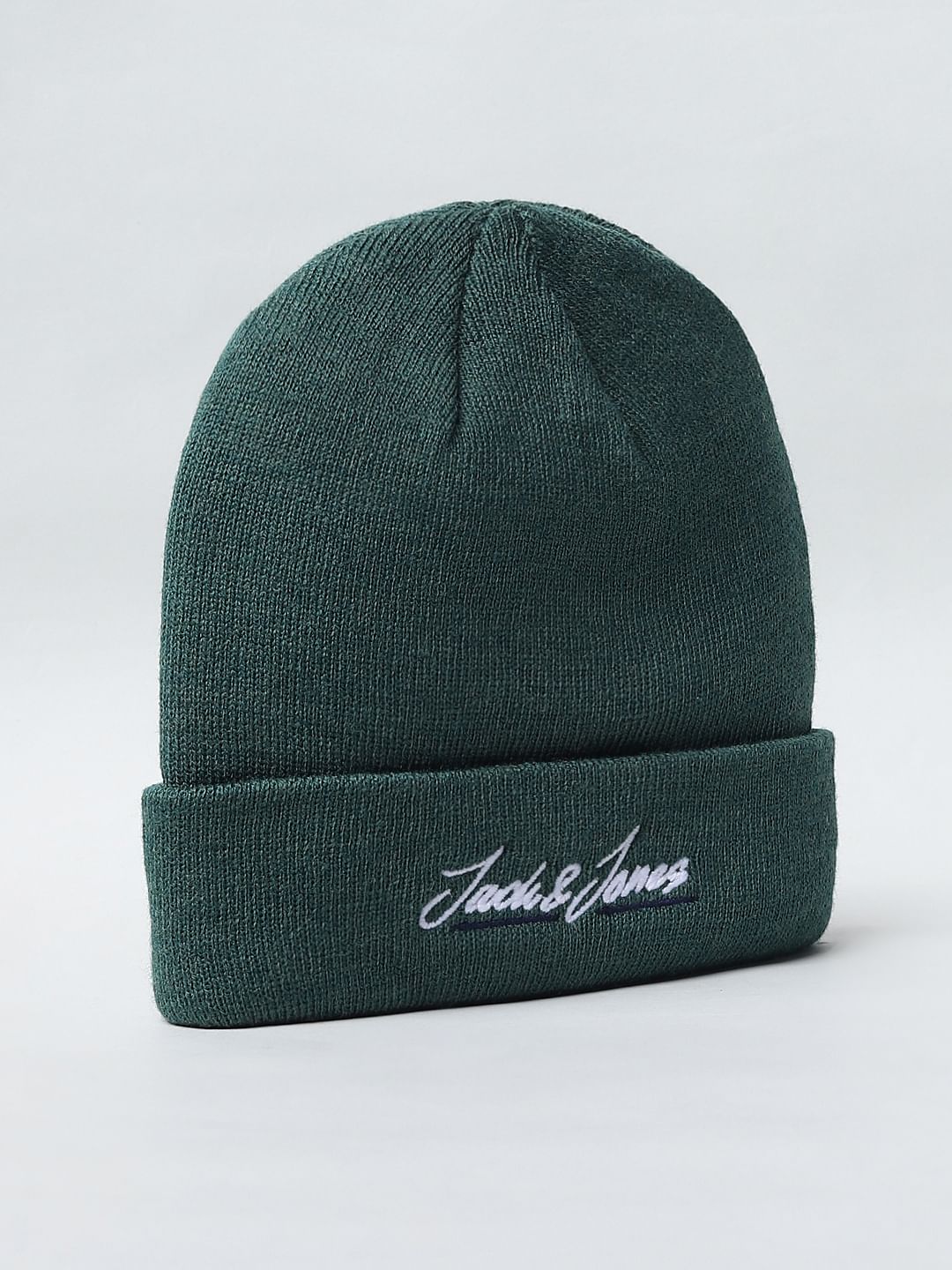 Green Logo Print Beanie