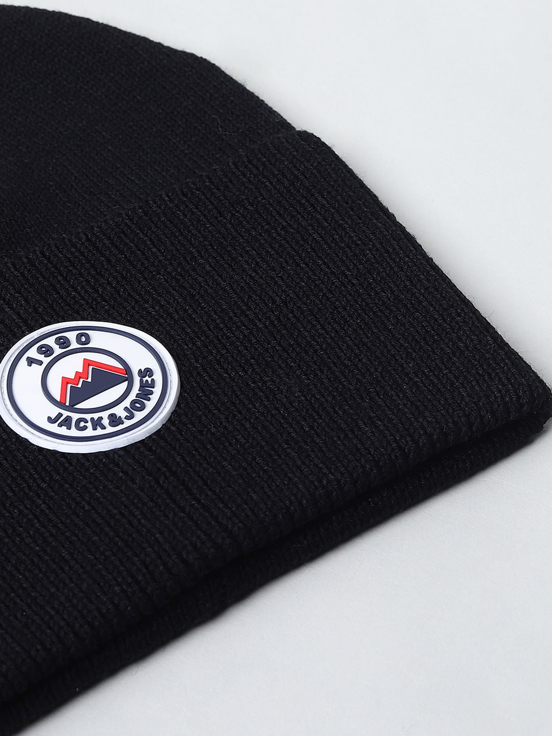 Black Logo Print Beanie