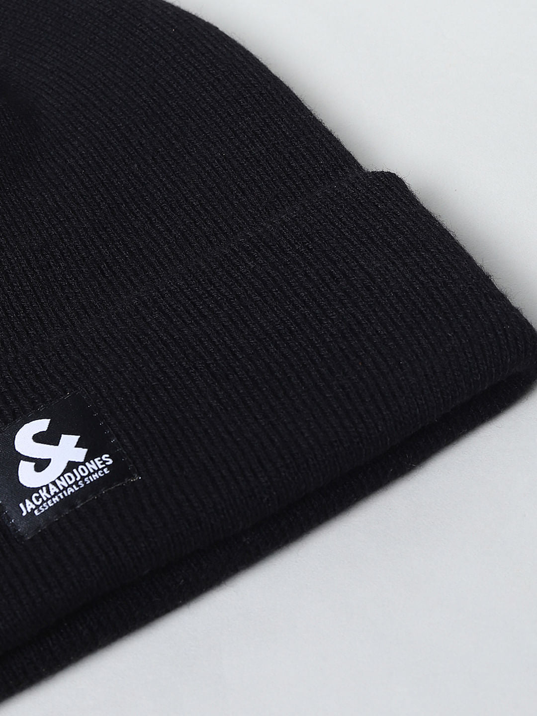 Black Logo Print Beanie