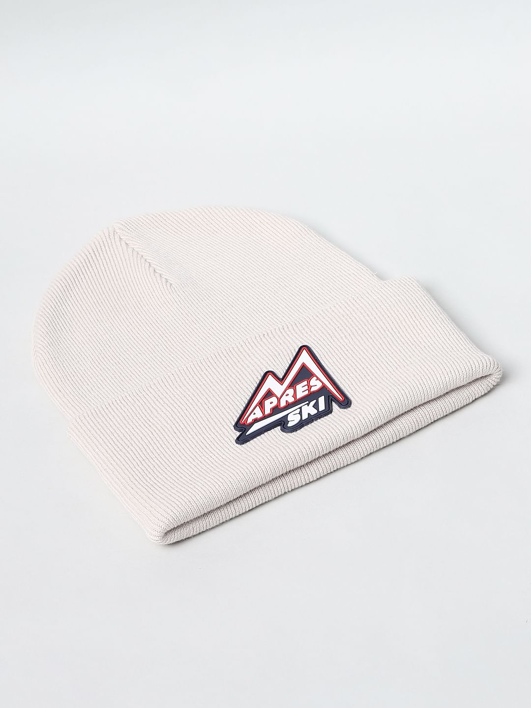 BEIGE GRAPHIC PRINT BEANIE