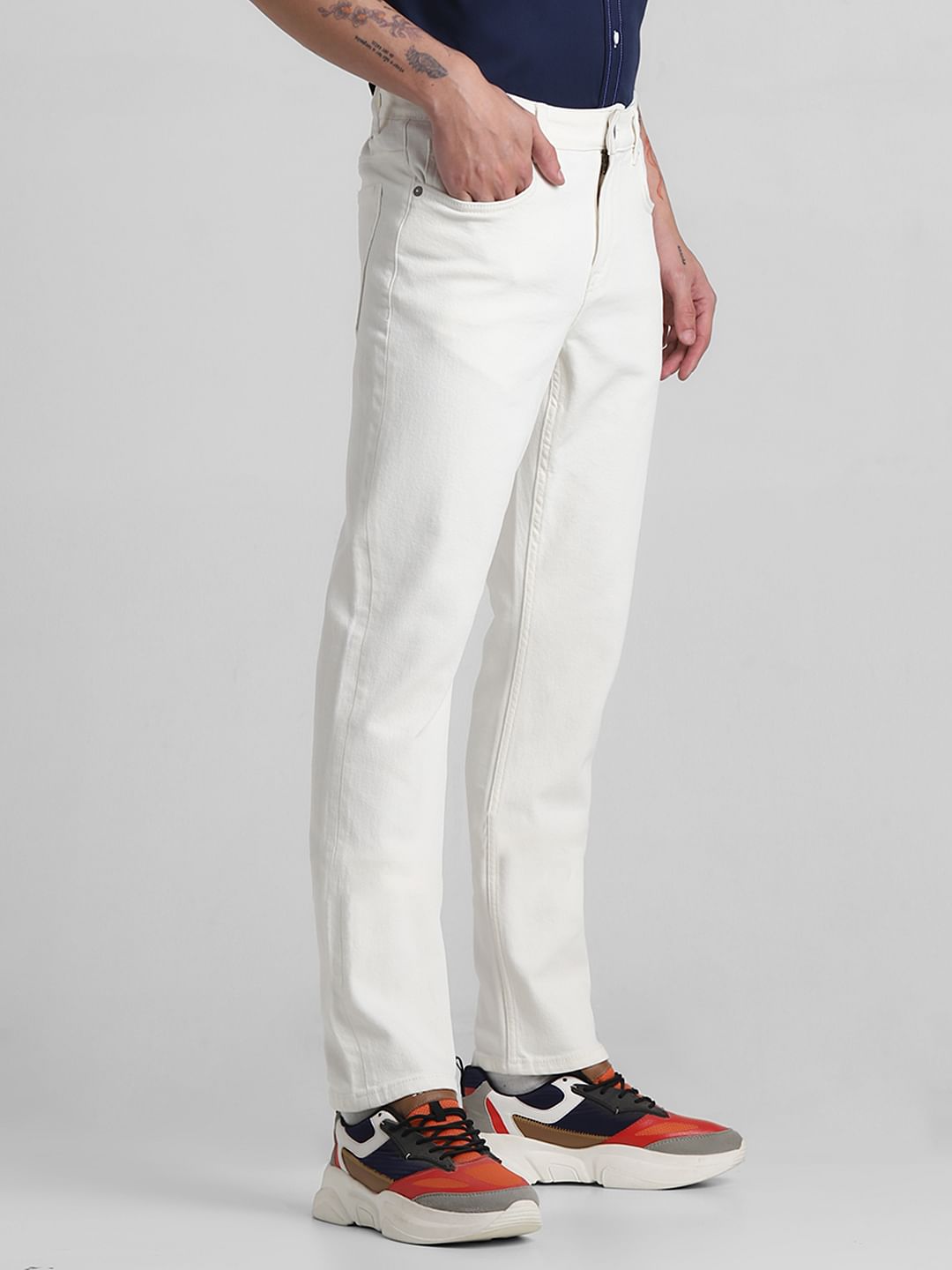 Beige Low Rise Glenn Slim Fit Jeans