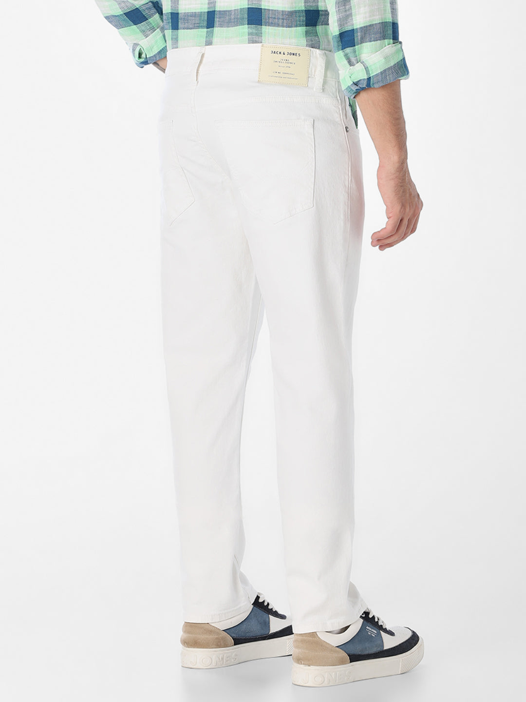Men's Beige Slim Fit Stretch Jeans With Zip Fly