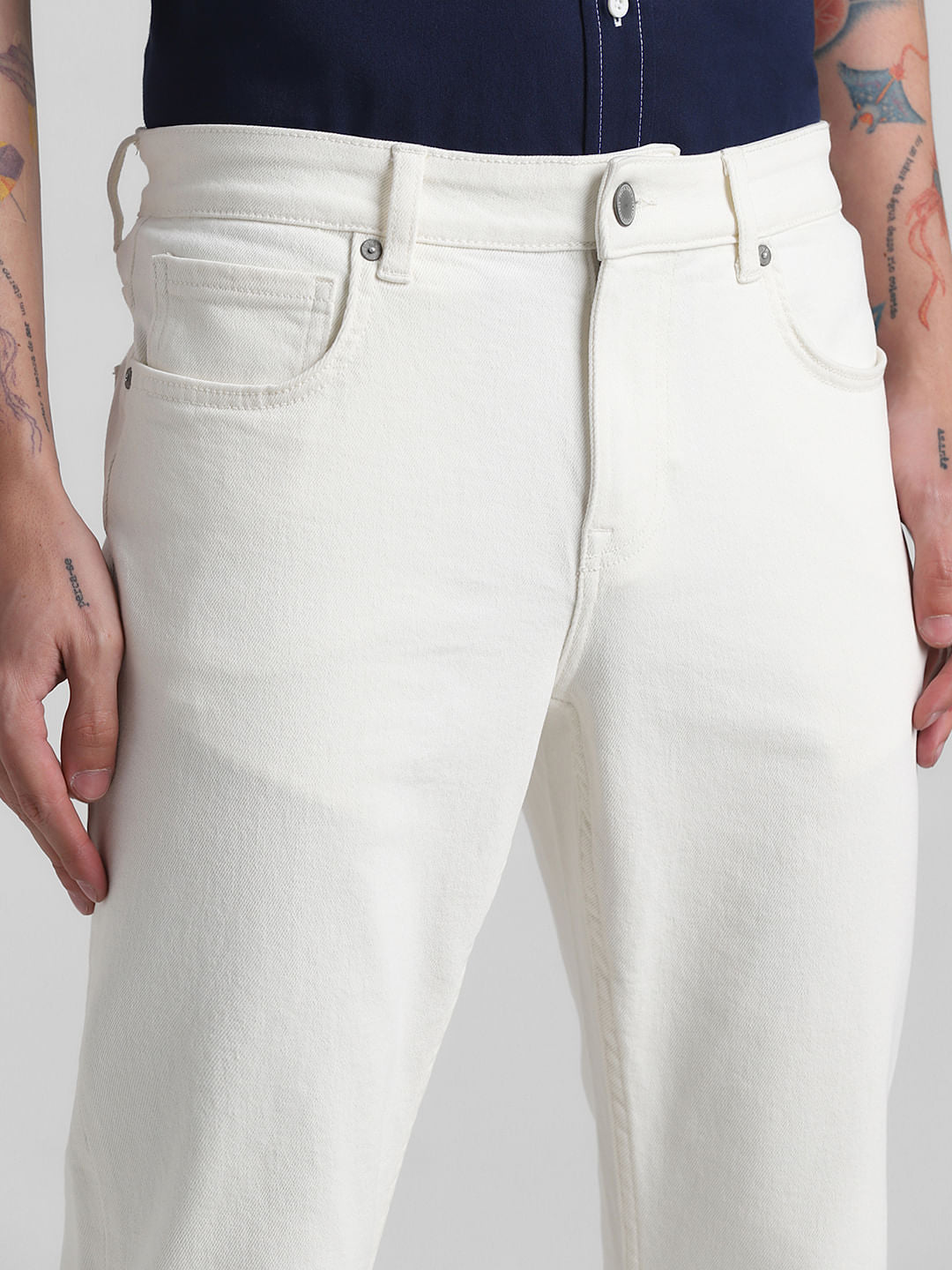 Beige Low Rise Glenn Slim Fit Jeans