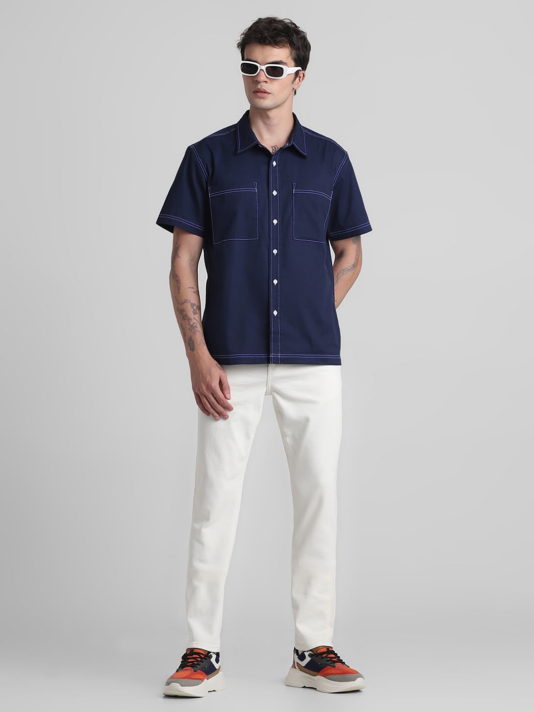 Beige Low Rise Glenn Slim Fit Jeans