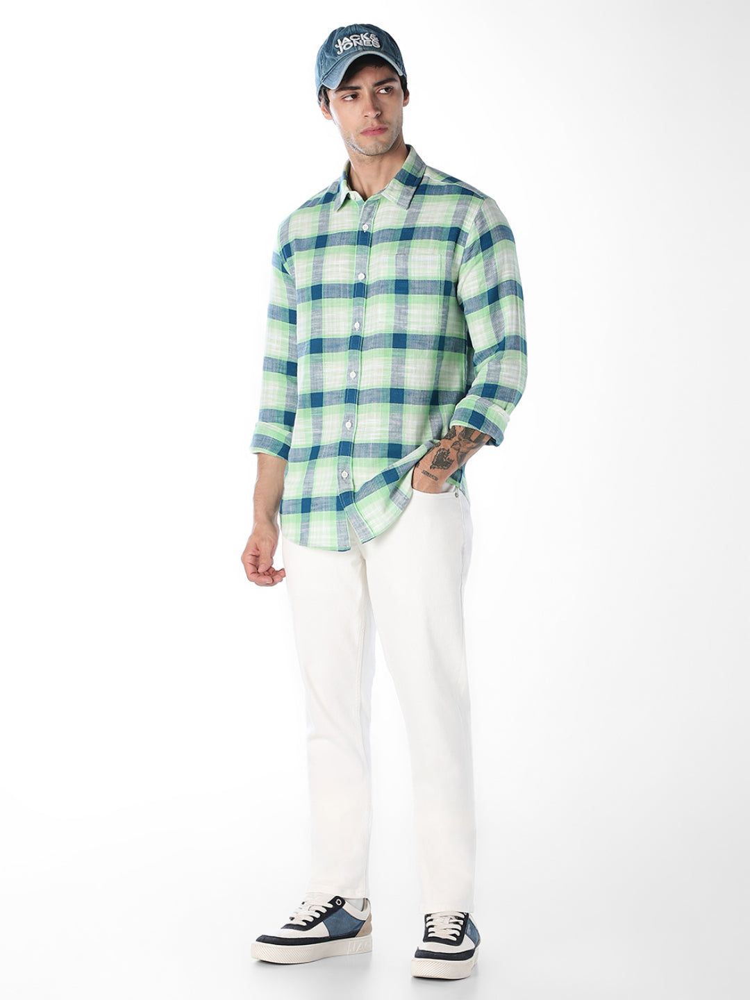 Men's Beige Slim Fit Stretch Jeans With Zip Fly