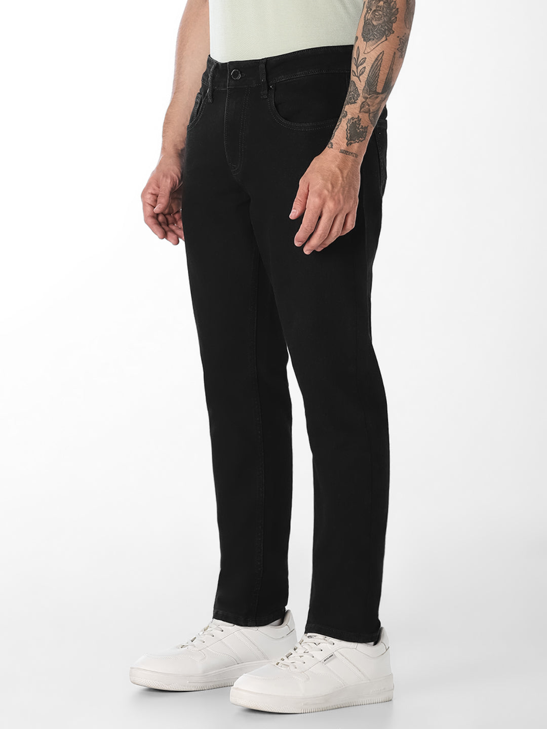 Men's Black Slim Fit Low Rise Stretch Jeans