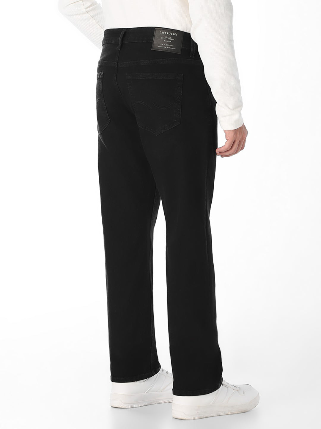 Men's Black Regular Fit Straight Jeans With Zip Fly