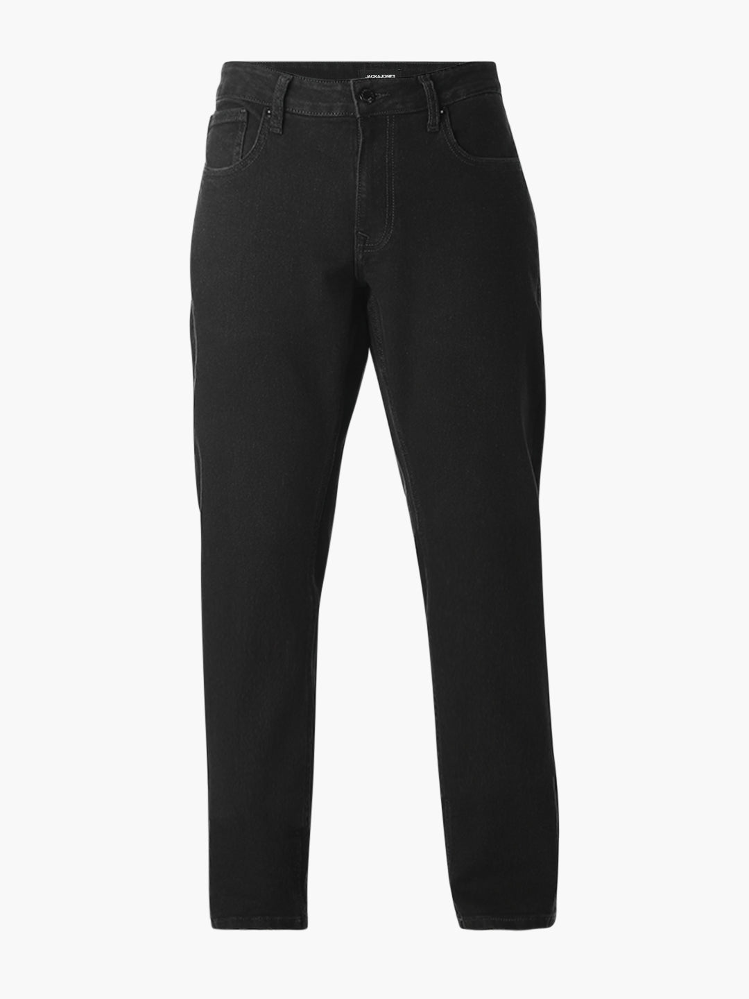 Men's Black Regular Fit Straight Jeans With Zip Fly