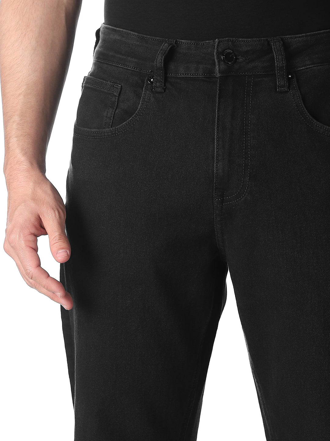 Jeans Men Black Denim Bootcut High Rise Stretch Zip Fly