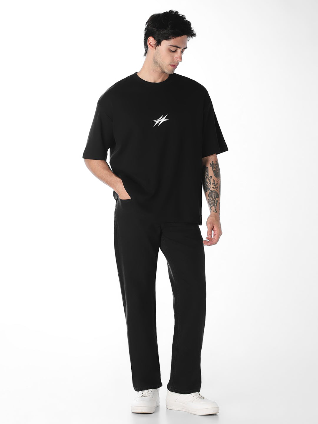 Jeans Men Black Denim Bootcut High Rise Stretch Zip Fly