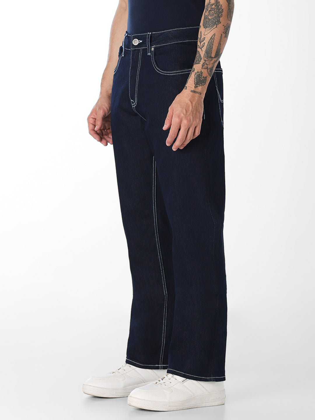 Men Bootcut High-Rise Stretch Jeans In Medium Blue
