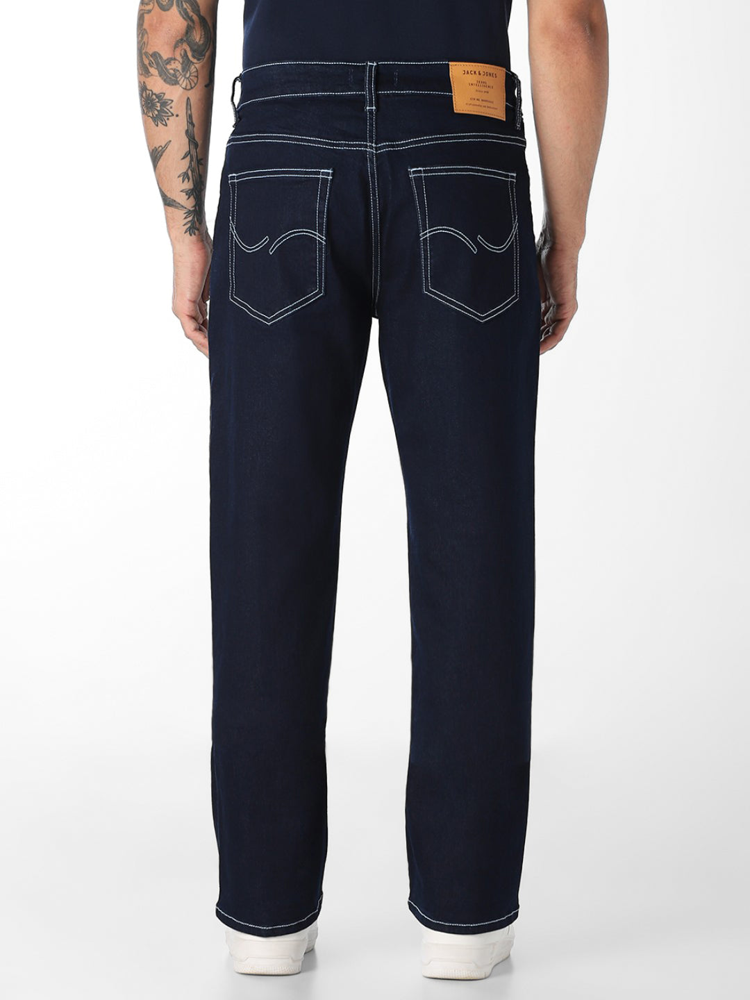 Men Bootcut High-Rise Stretch Jeans In Medium Blue