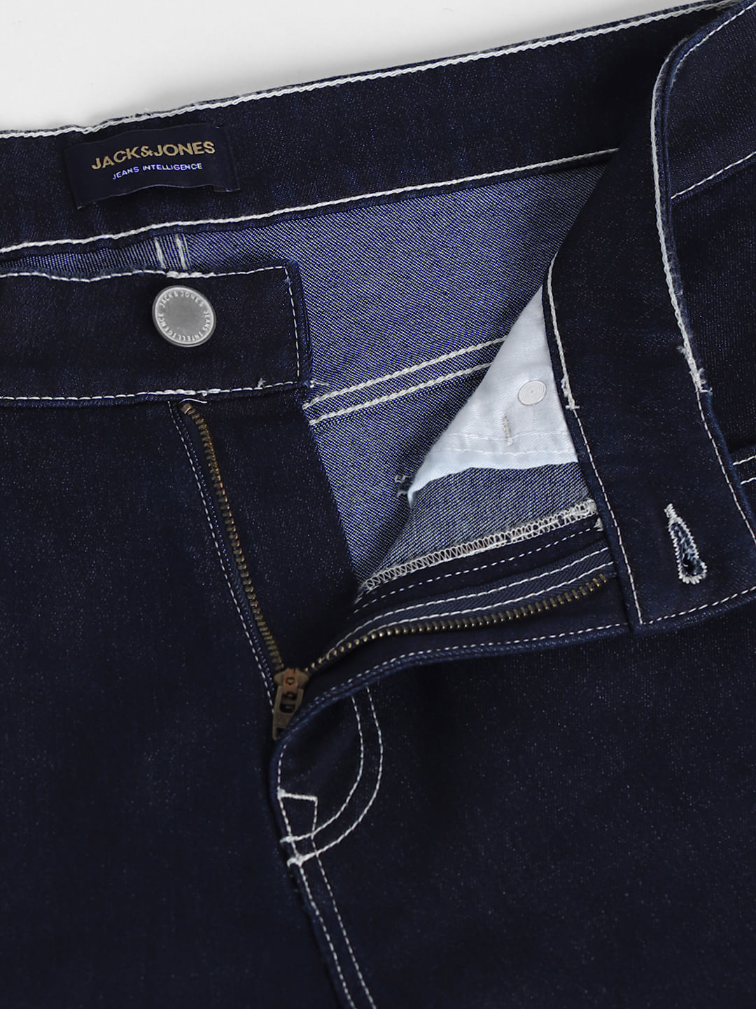 Men Bootcut High-Rise Stretch Jeans In Medium Blue