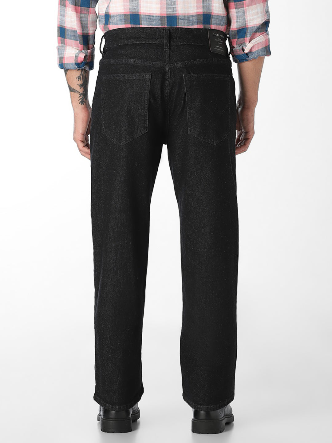Men's Black Bootcut High-Rise Stretch Jeans
