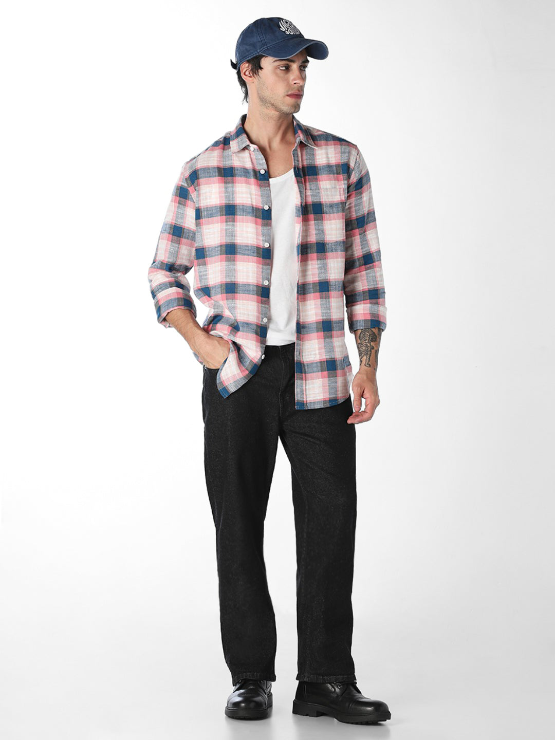 Men's Black Bootcut High-Rise Stretch Jeans