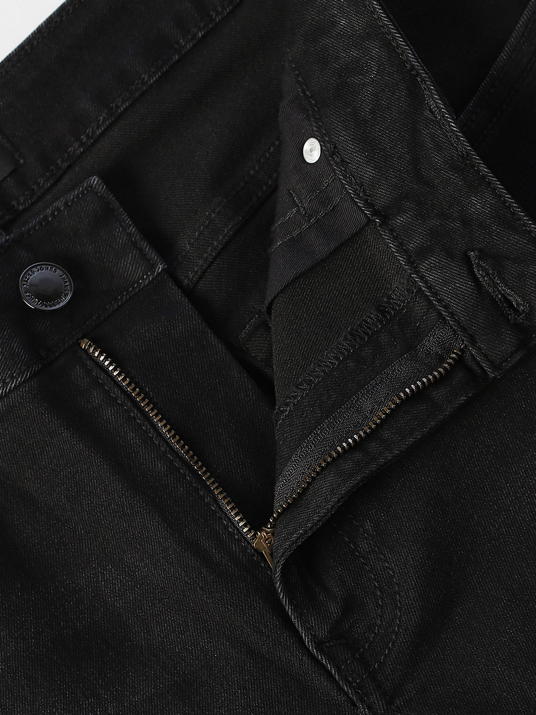 Men's Black Regular Fit Straight Jeans With Stretch