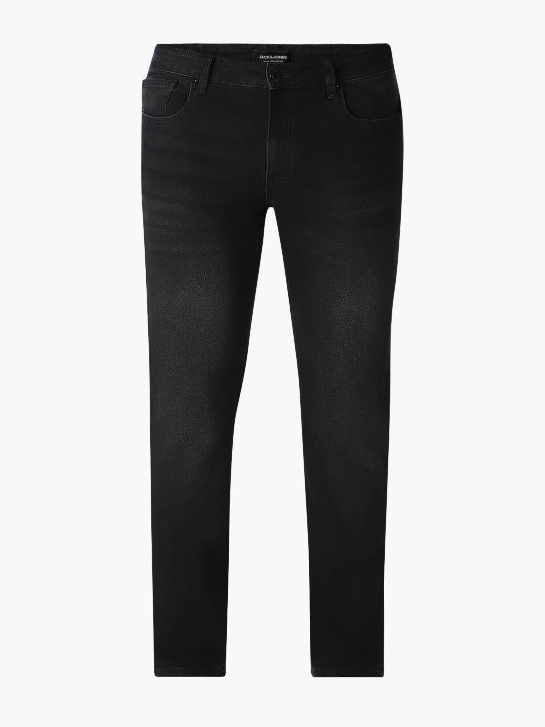 Men's Black Regular Fit Straight Jeans With Stretch