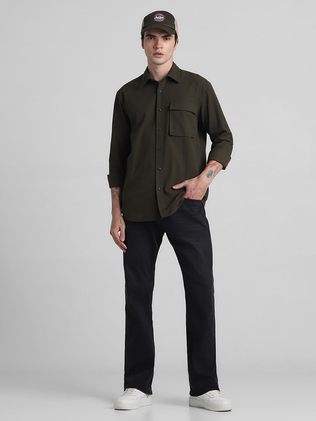 Black High Rise Faded Ray Bootcut Jeans