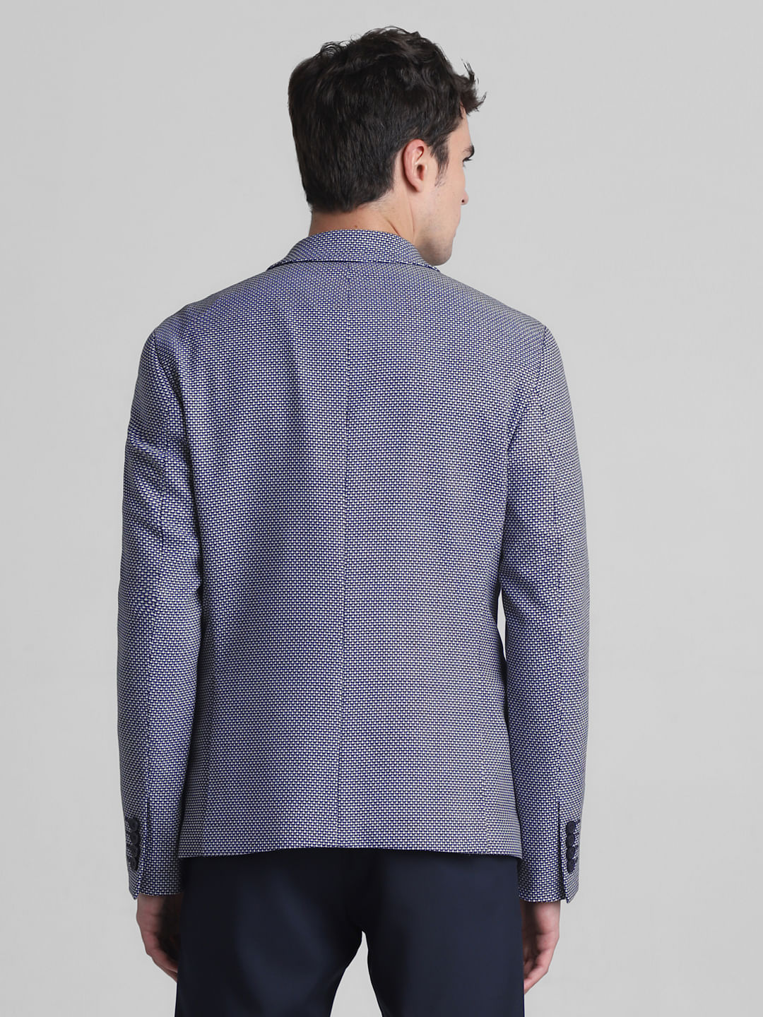 Blue Printed Dobby Blazer