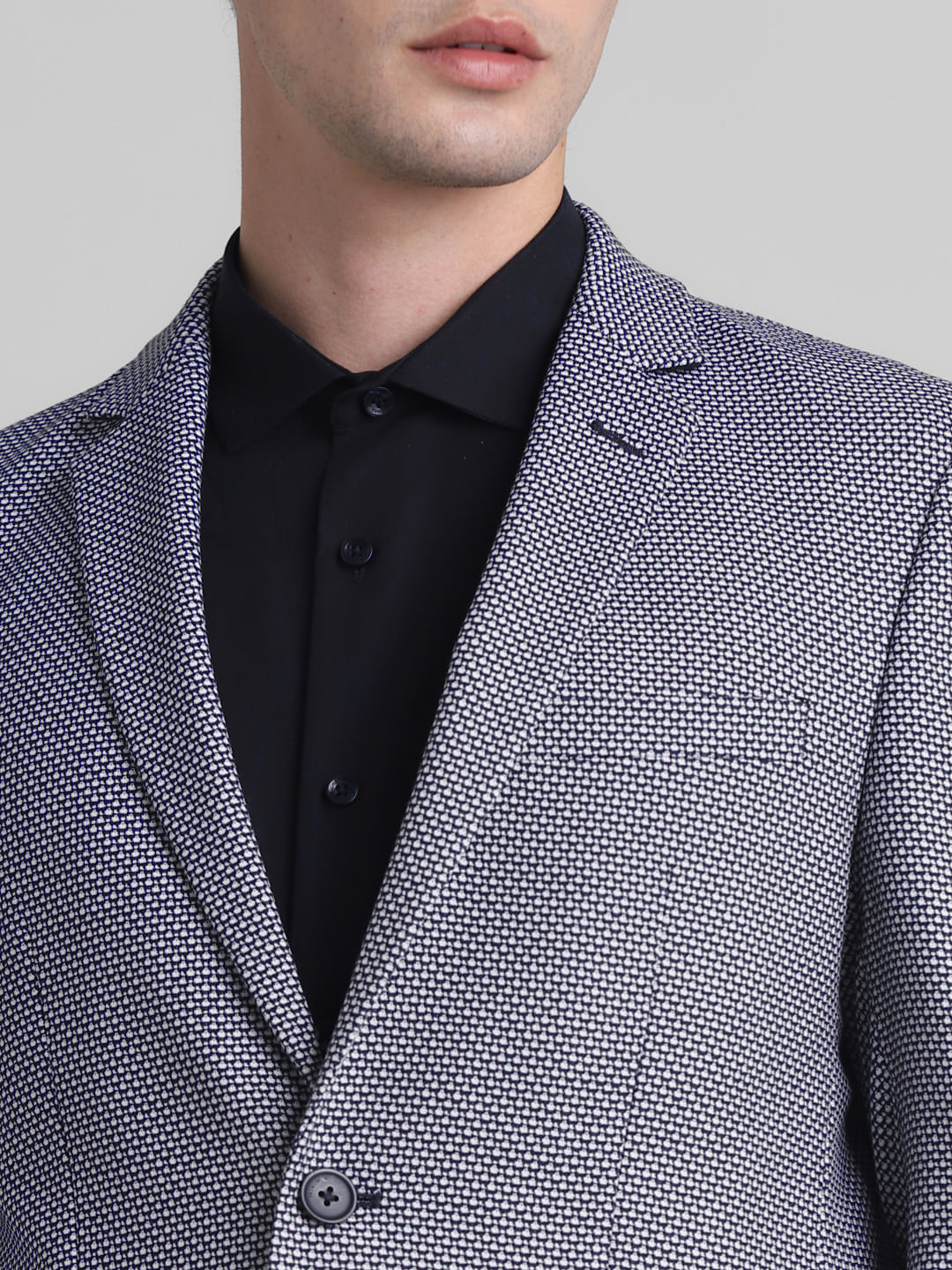 Blue Printed Dobby Blazer