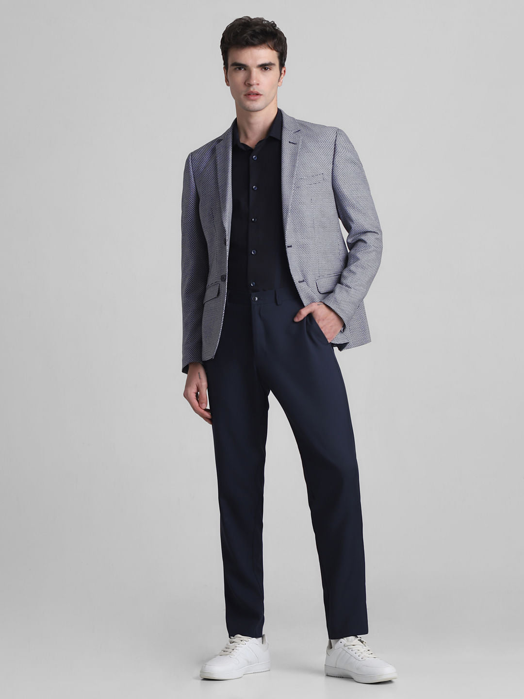 Blue Printed Dobby Blazer