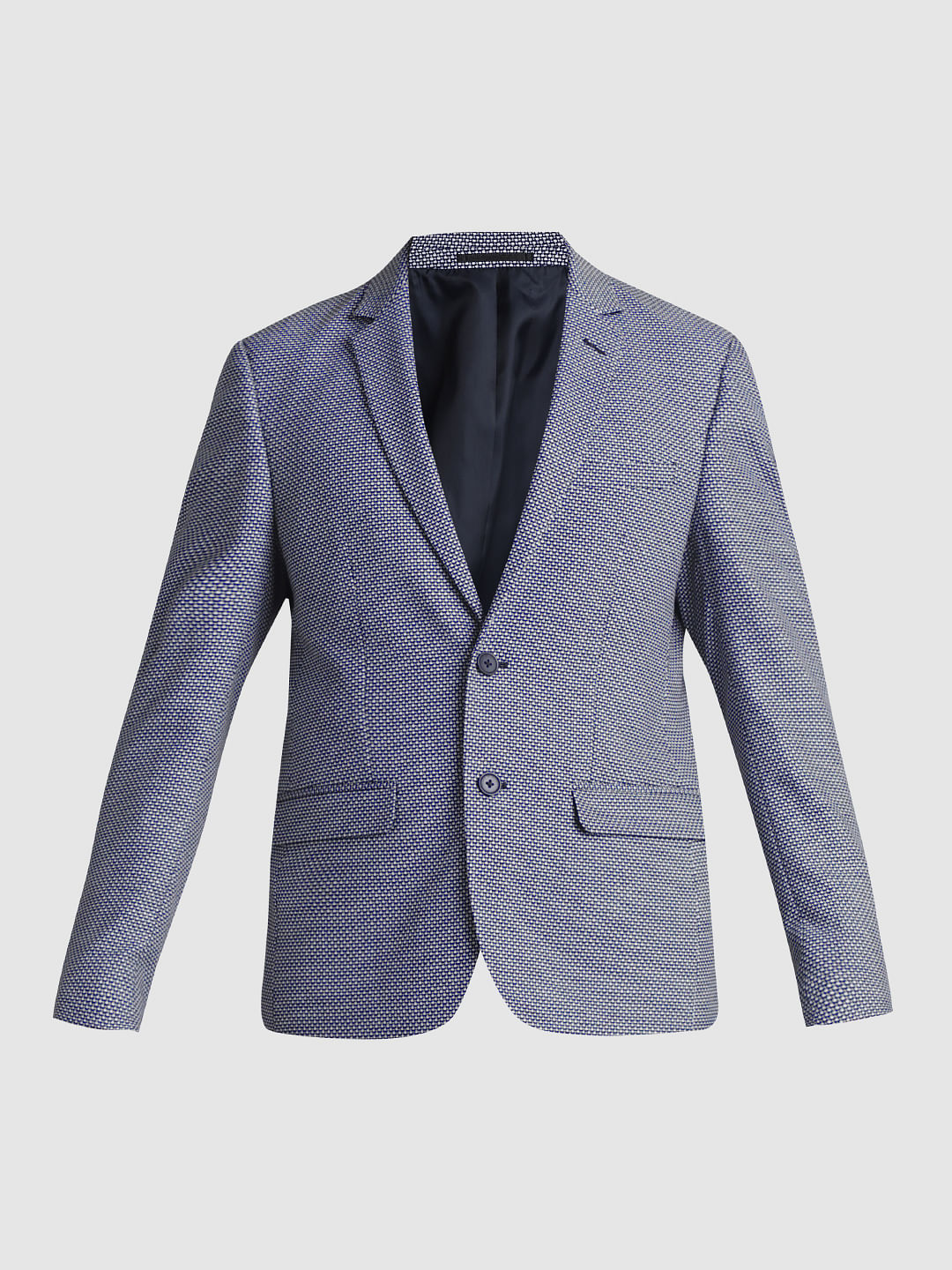 Blue Printed Dobby Blazer
