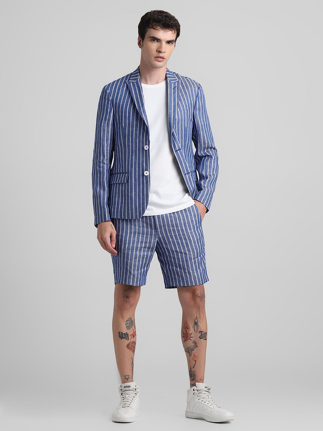 Blue Striped Co-ord Set Blazer