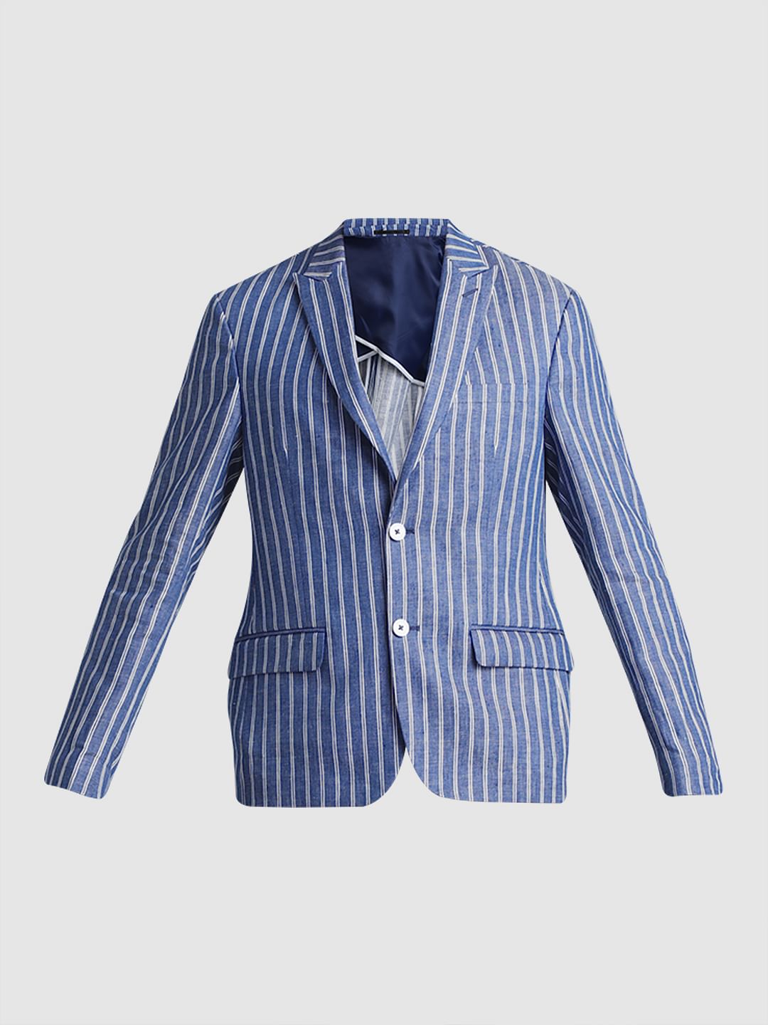 Blue Striped Co-ord Set Blazer