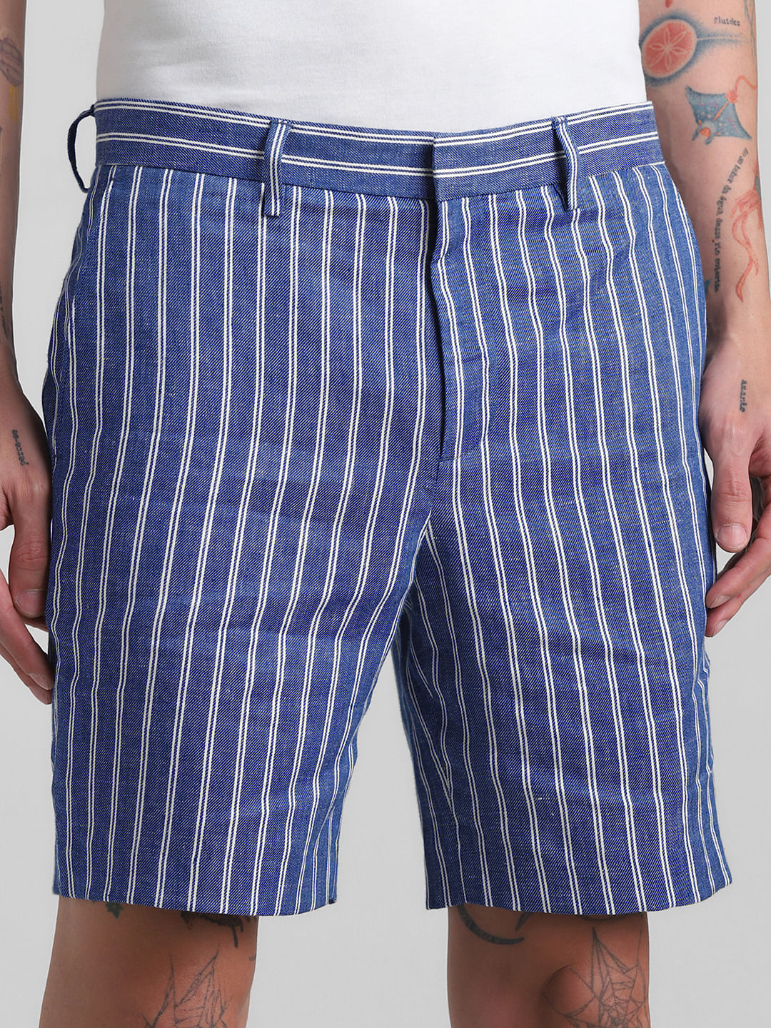 Blue Striped Co-ord Set Shorts