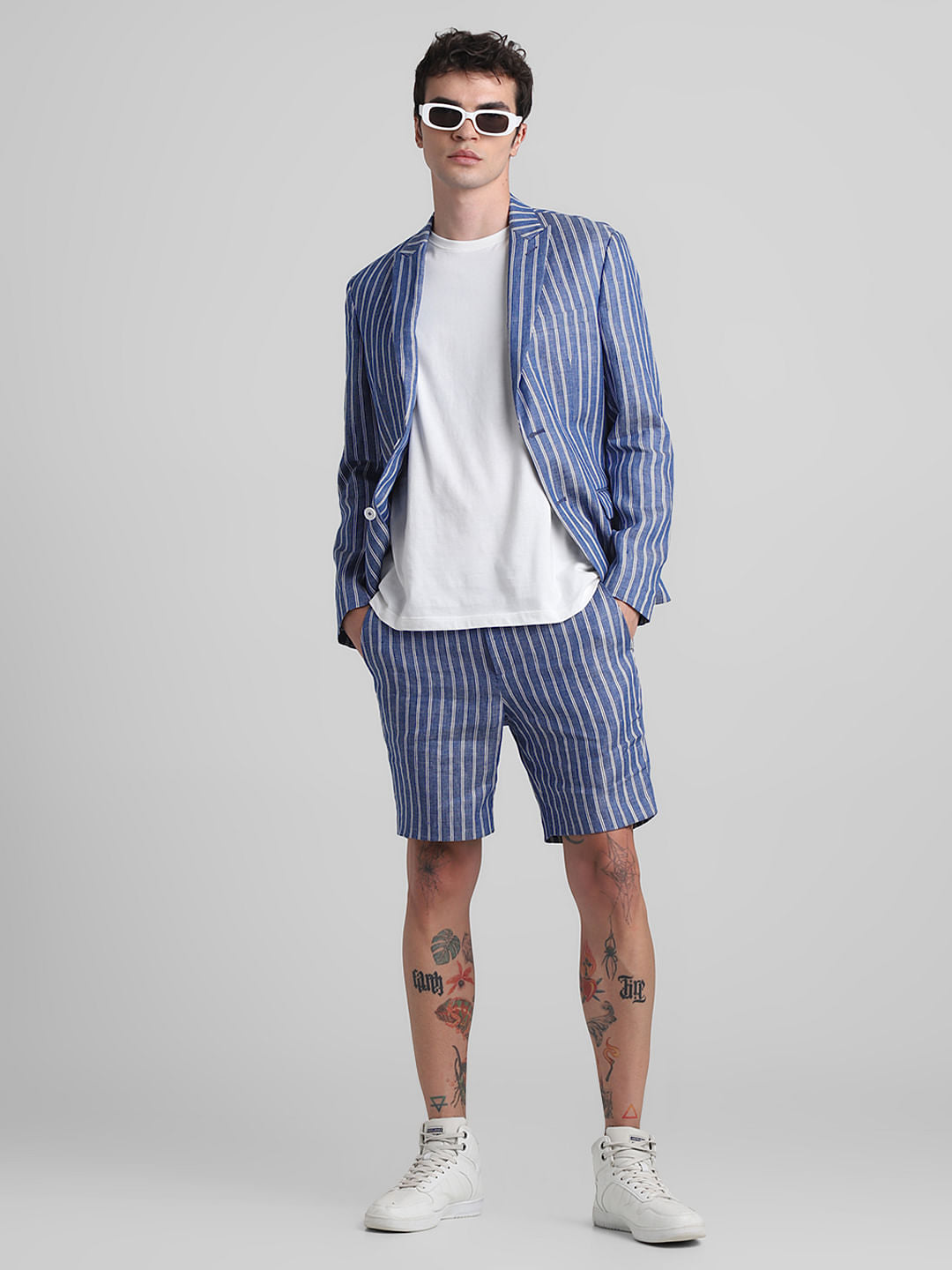 Blue Striped Co-ord Set Shorts