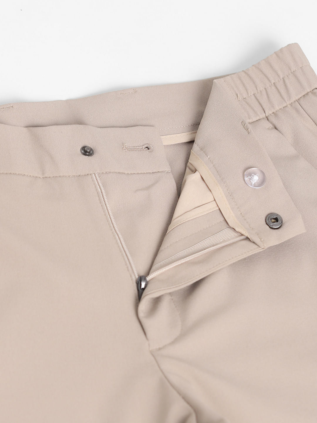 Khaki Mid Rise Slim Fit Trousers