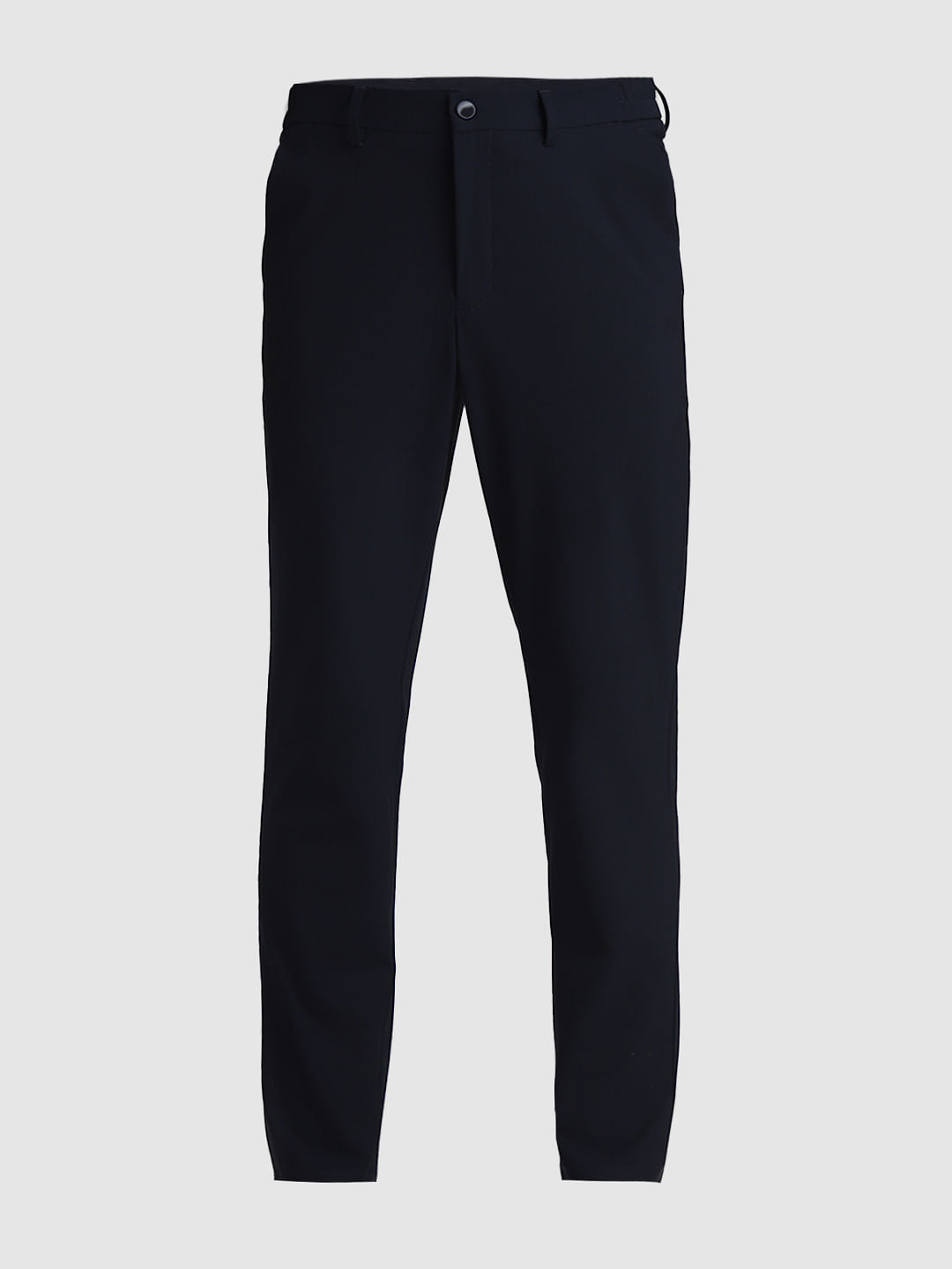 Navy Blue Mid Rise Slim Fit Trousers