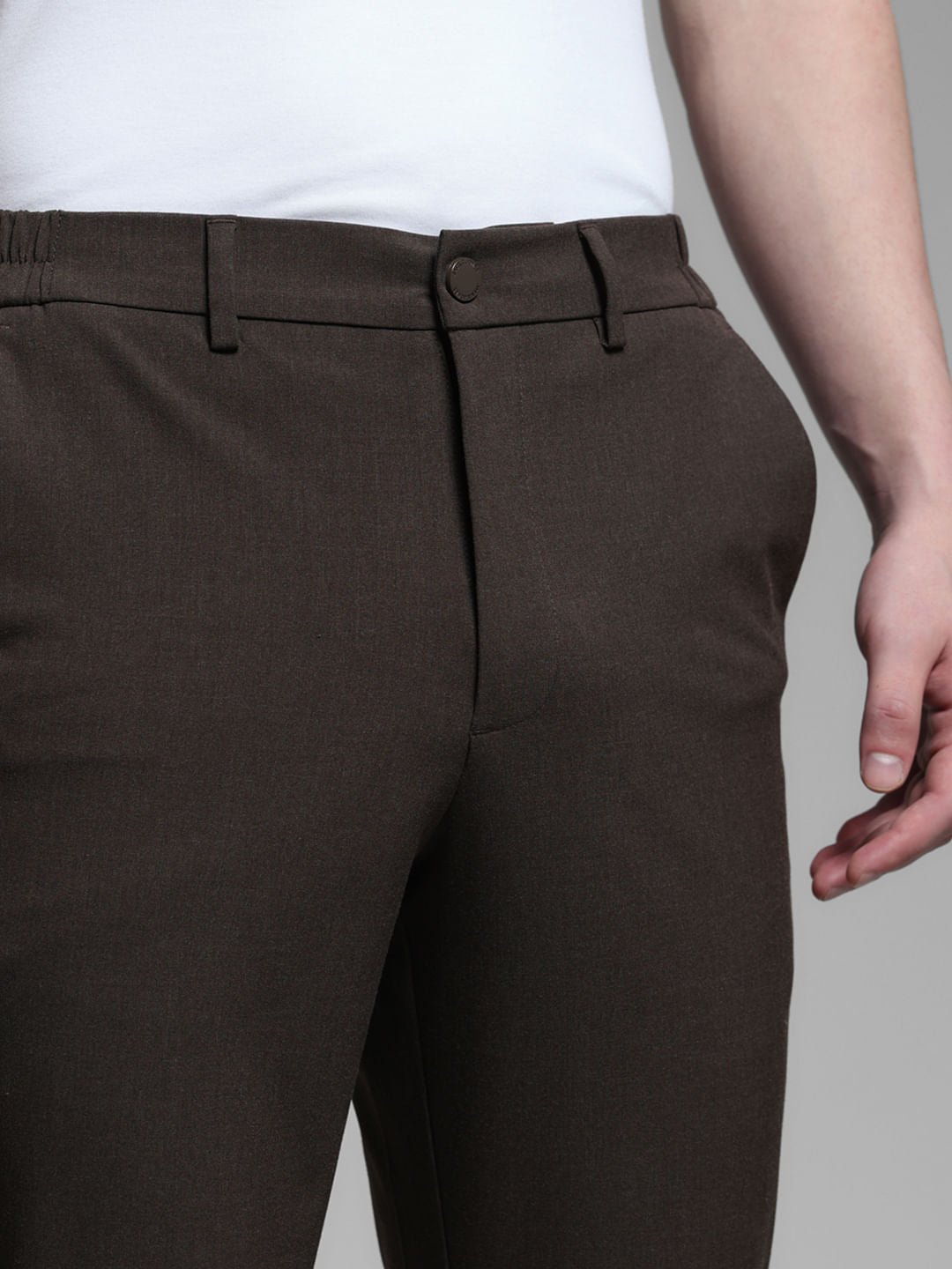 Brown Low Rise Tailored Trousers